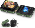 2-Burner Foldable Camping Stove with Griddle (Textured & Smooth) and Carrying Bag, Portable Propane Camp Stove with 2