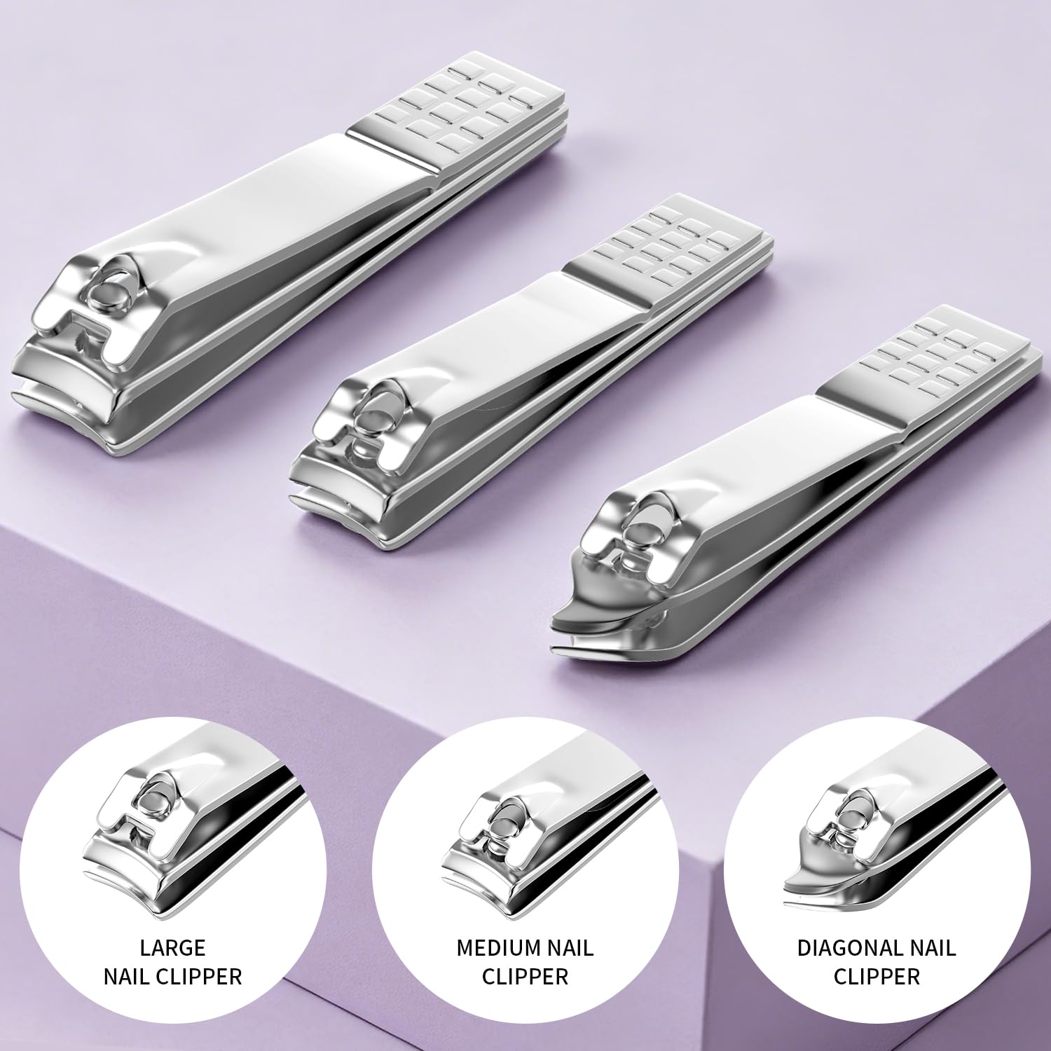 Nail Clippers Kit Manicure Pedicure Set with Holographic Case(Purple)