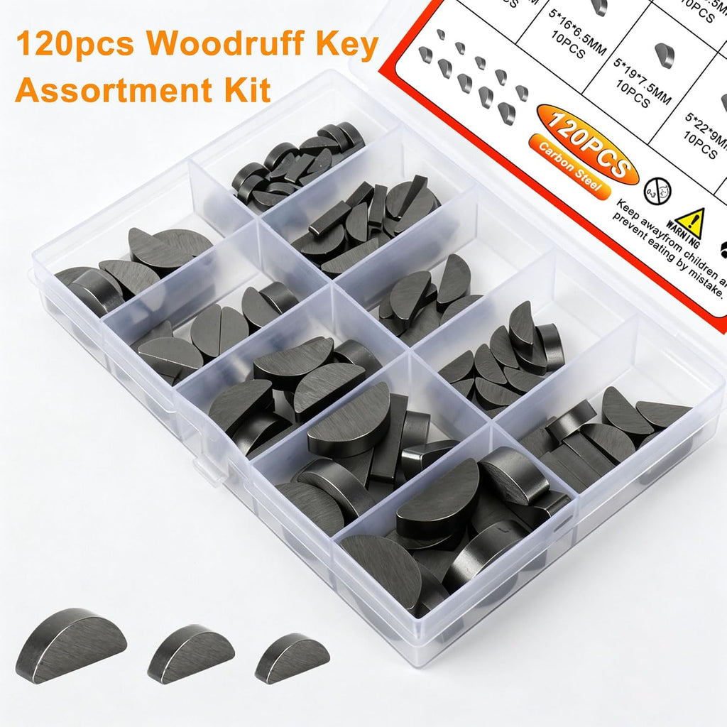 120 Pcs Woodruff Key Assortment Kit, Crankshaft Flywheel Keys