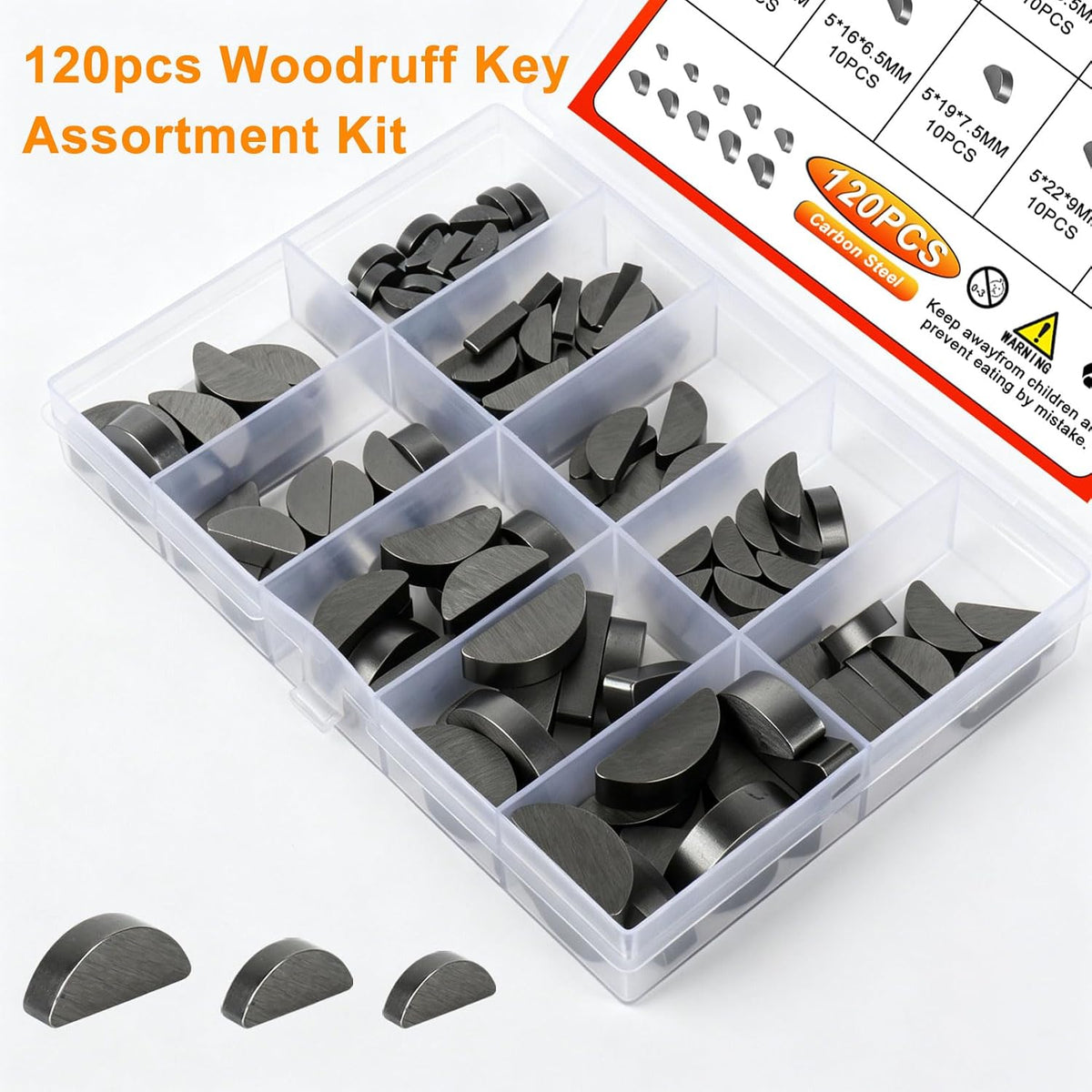 120 Pcs Woodruff Key Assortment Kit, Crankshaft Flywheel Keys