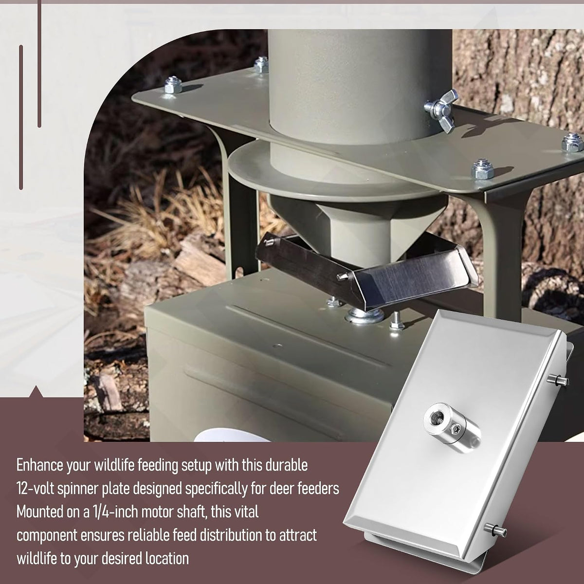 12 Volt Deer Feeder Spinner Plate for 1/4" Motor Shaft Only