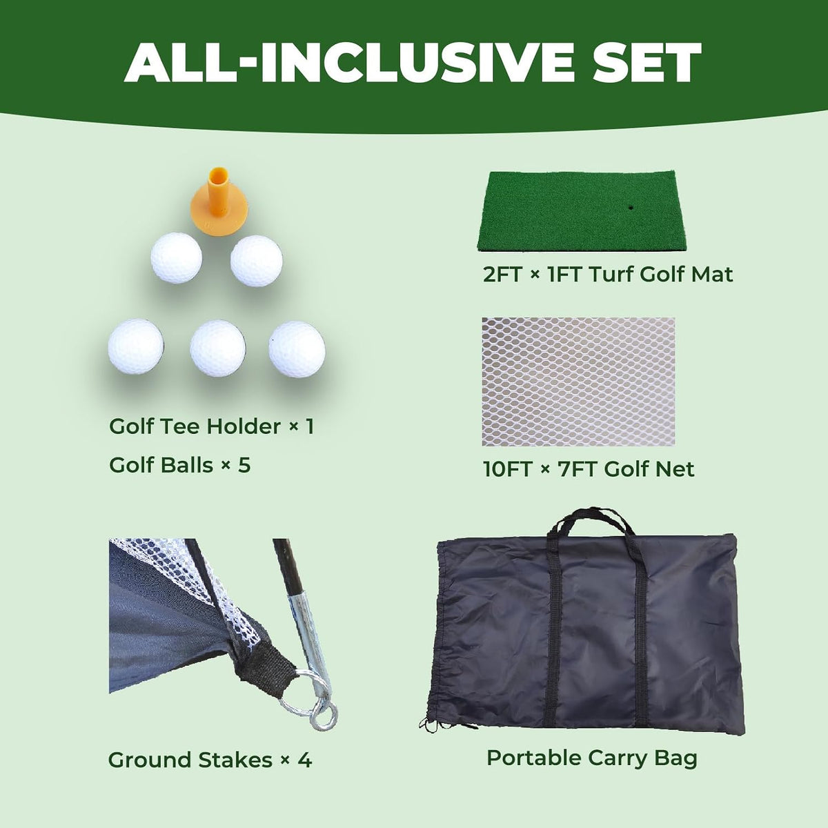 10x7ft Golf Practice Net and Mat, Golf Hitting Nets Golf Driving Net with Target/Mat/Balls/Tee/Bag for Backyard Home