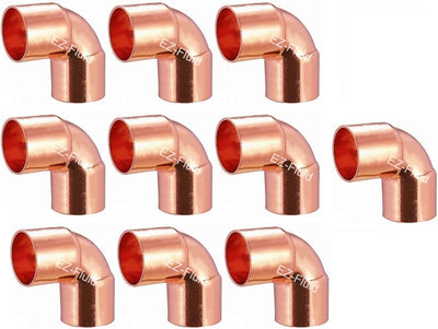 (10) EZ-FLUID 1/2" C X C LF Short Radius Copper 90 Degree Elbow Pressure Copper Fitting with Sweat Solder Connection
