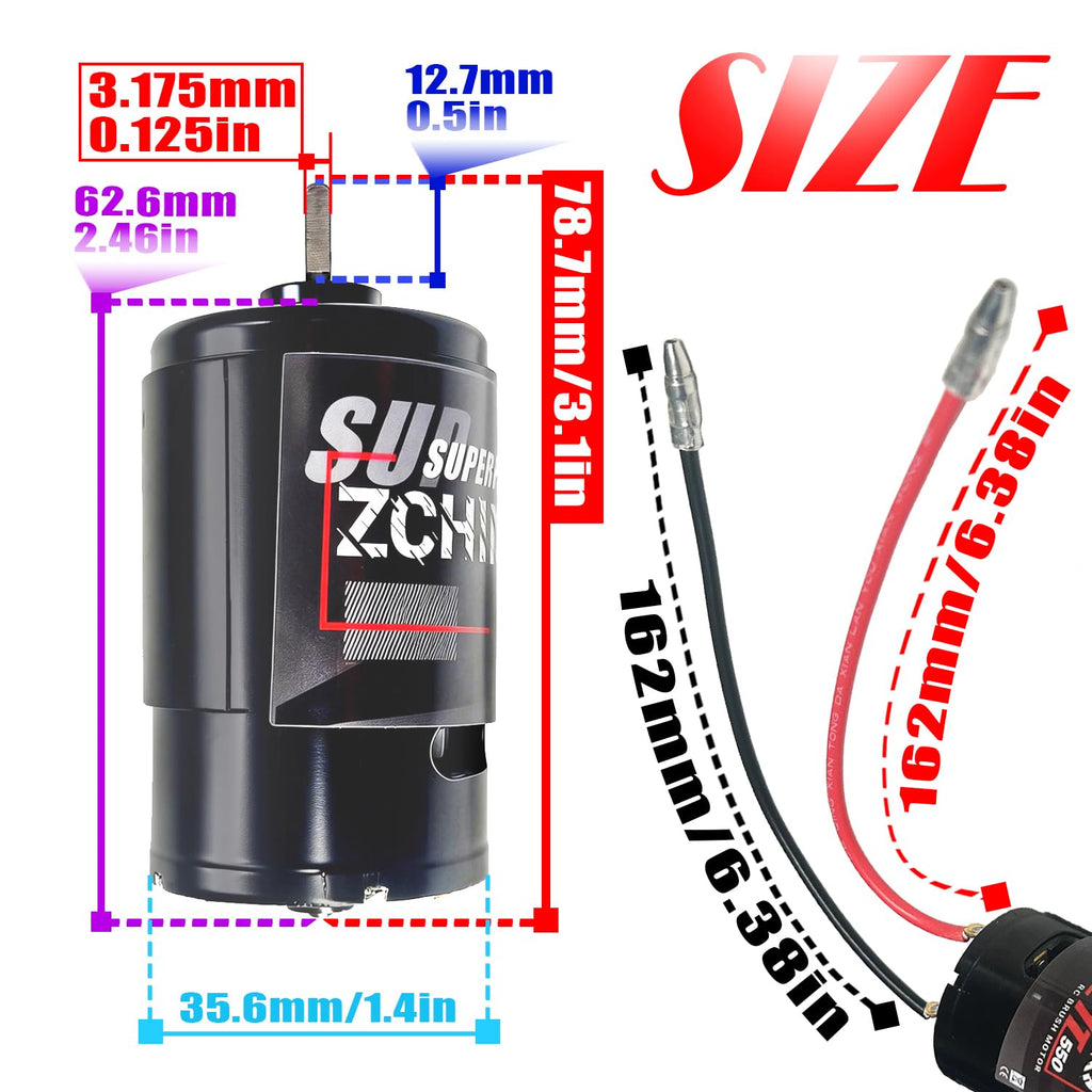 2PC 35T Waterproof RS550 Brushed RC Motor for 1/10 RC