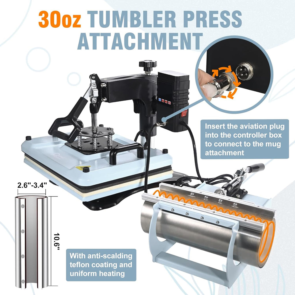 Heat Press Machine 12x15 Inch, 360° Swing Away 5 in 1 Heat Transfer Machine, Multifunctional Heat Transfer Press