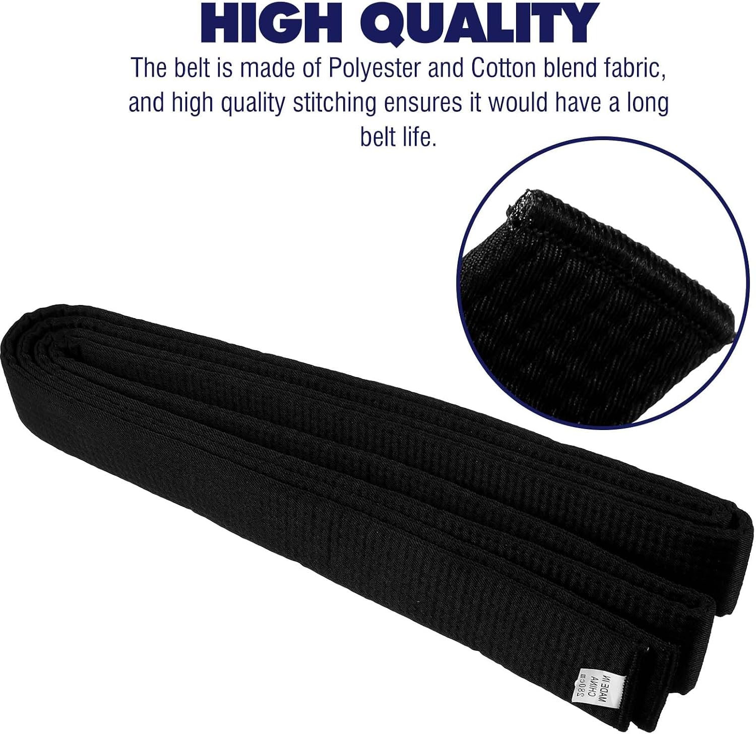 110 Inch/280cm Double Wrap Black Belts Durable Cotton-Polyester Blend Martial Arts Belts for Karate Judo Taekwondo