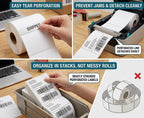 Direct Thermal Shipping Labels Roll, Perforated Strong Adhesive Blank Labels (4x6, 1000, Count, 4)