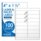 4" X 1.33" Matte White Printable Address Labels (100 Sheets, 1400 Stickers)