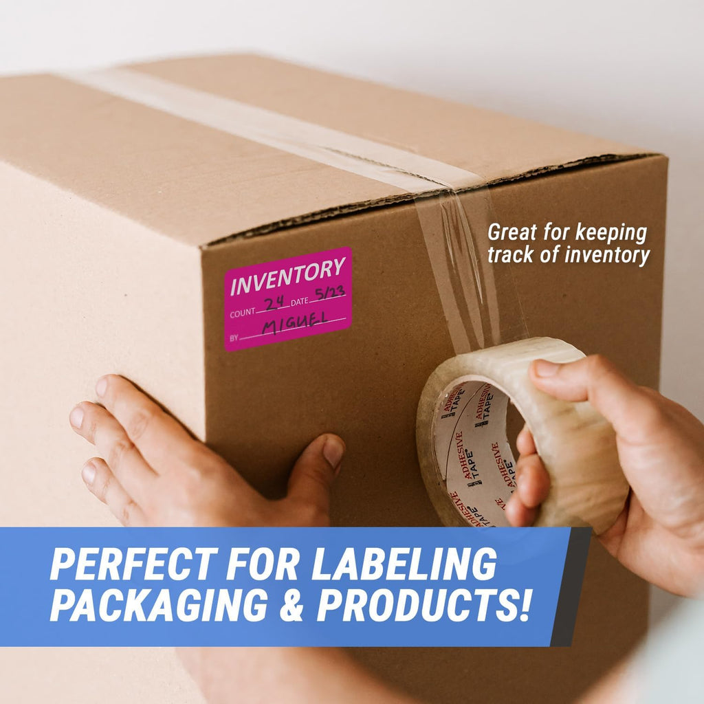 Inventory Labels, 2.5 x 1.5 inch, Bright Pink, 300 Labels