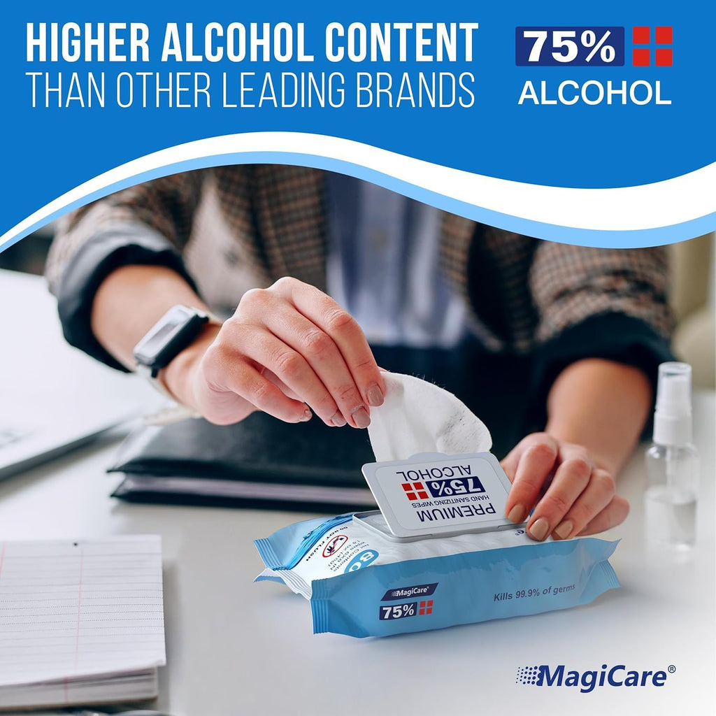 75% Large Alcohol Wipes (4-80ct pks, 320ct), Hand Sanitizer Wipes