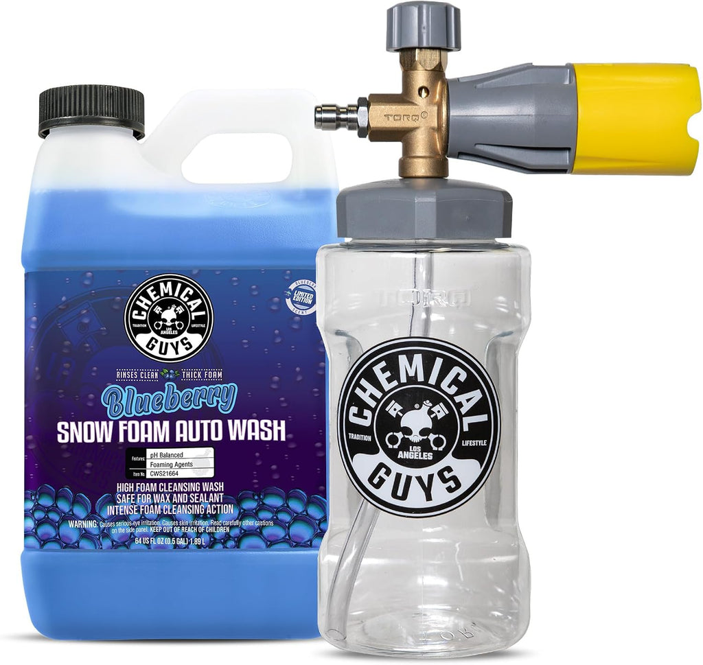 Big Mouth Foam Cannon & Blueberry Snow Foam Wash Soap Kit | Pressure-washer foam cannon paired with blueberry snow