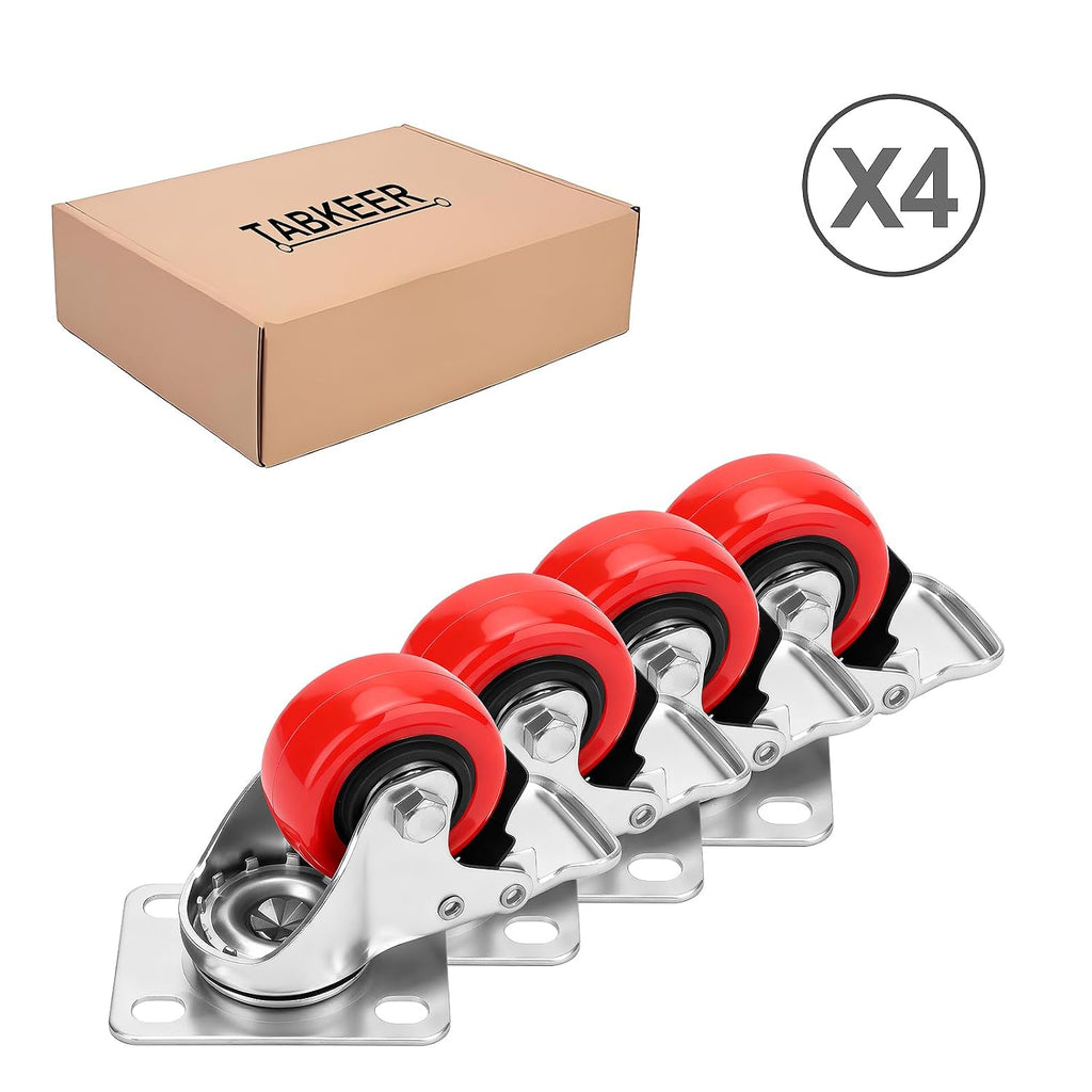 2 Inch Industrial Heavy Duty Swivel Caster Wheels with Brake,Set of 4 Safety Locking Casters,Load 600lbs,Premium
