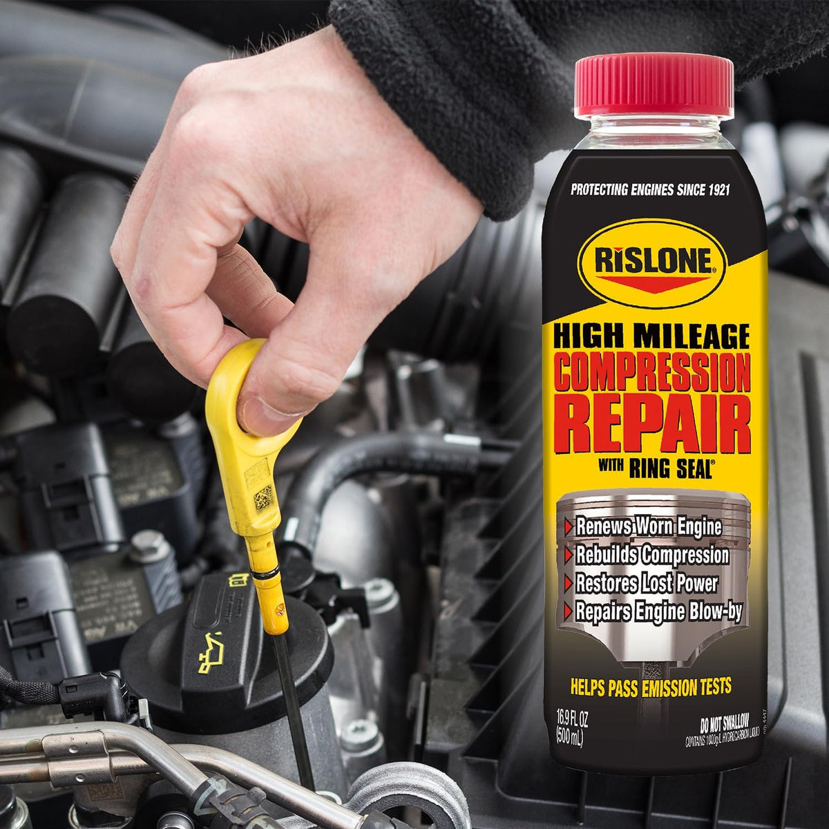 Rislone 4447 High Mileage Compression Repair with Ring Seal, 16.9 oz.