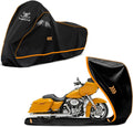 Full Enclosed Motorcycle Cover, 600D Heavy Duty Waterproof Motorcycle Cover with Reflective Strips & Vents, Fits Fits