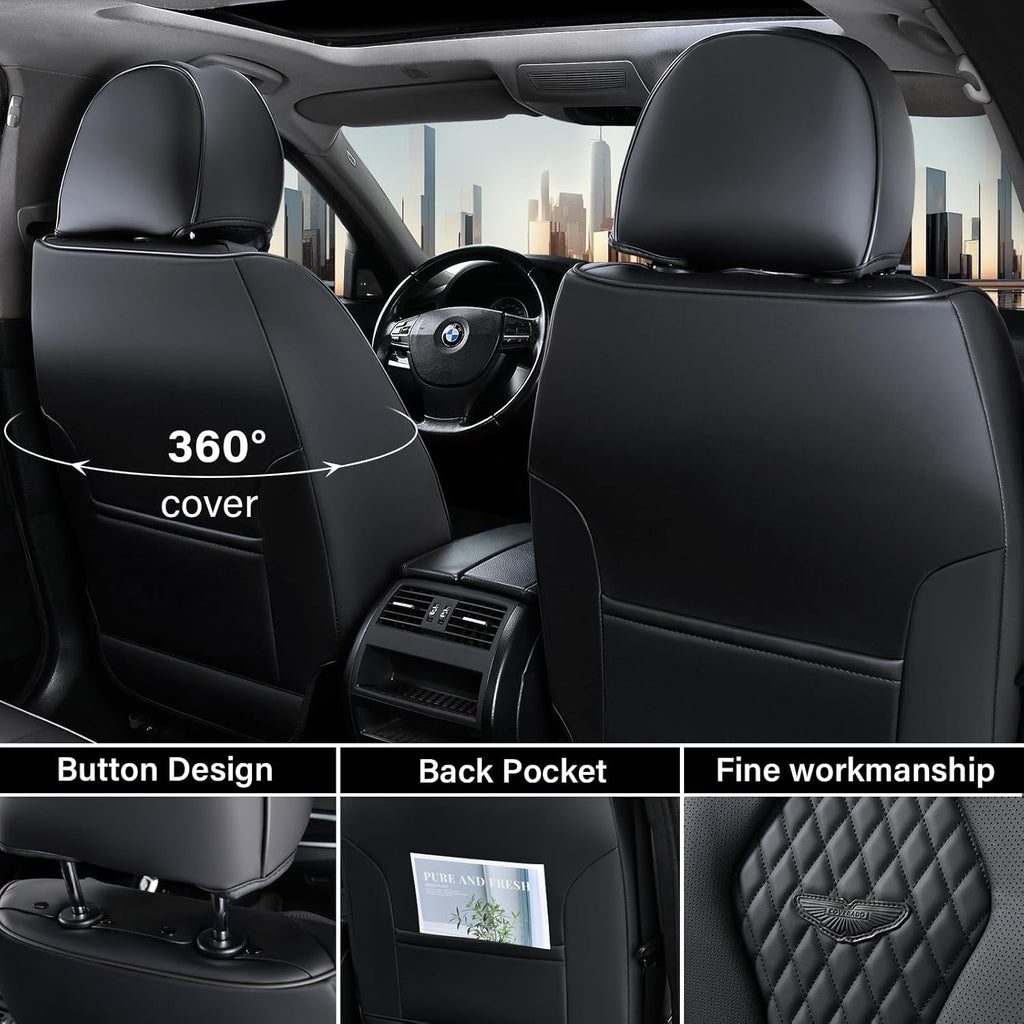 Seat Covers, Car Seat Covers Full Set, Black Car Seat Cover, Car Seat Covers Front Seats Back Seat Cover, Waterproof