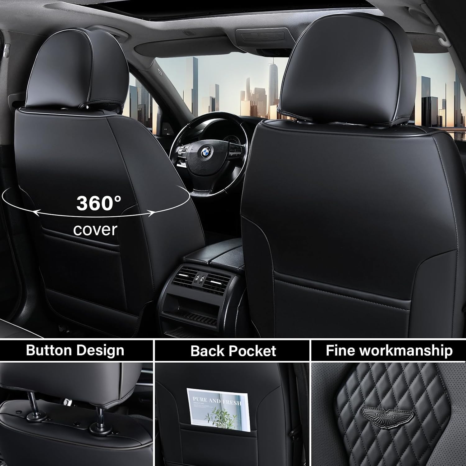Seat Covers, Car Seat Covers Full Set, Black Car Seat Cover, Car Seat Covers Front Seats Back Seat Cover, Waterproof