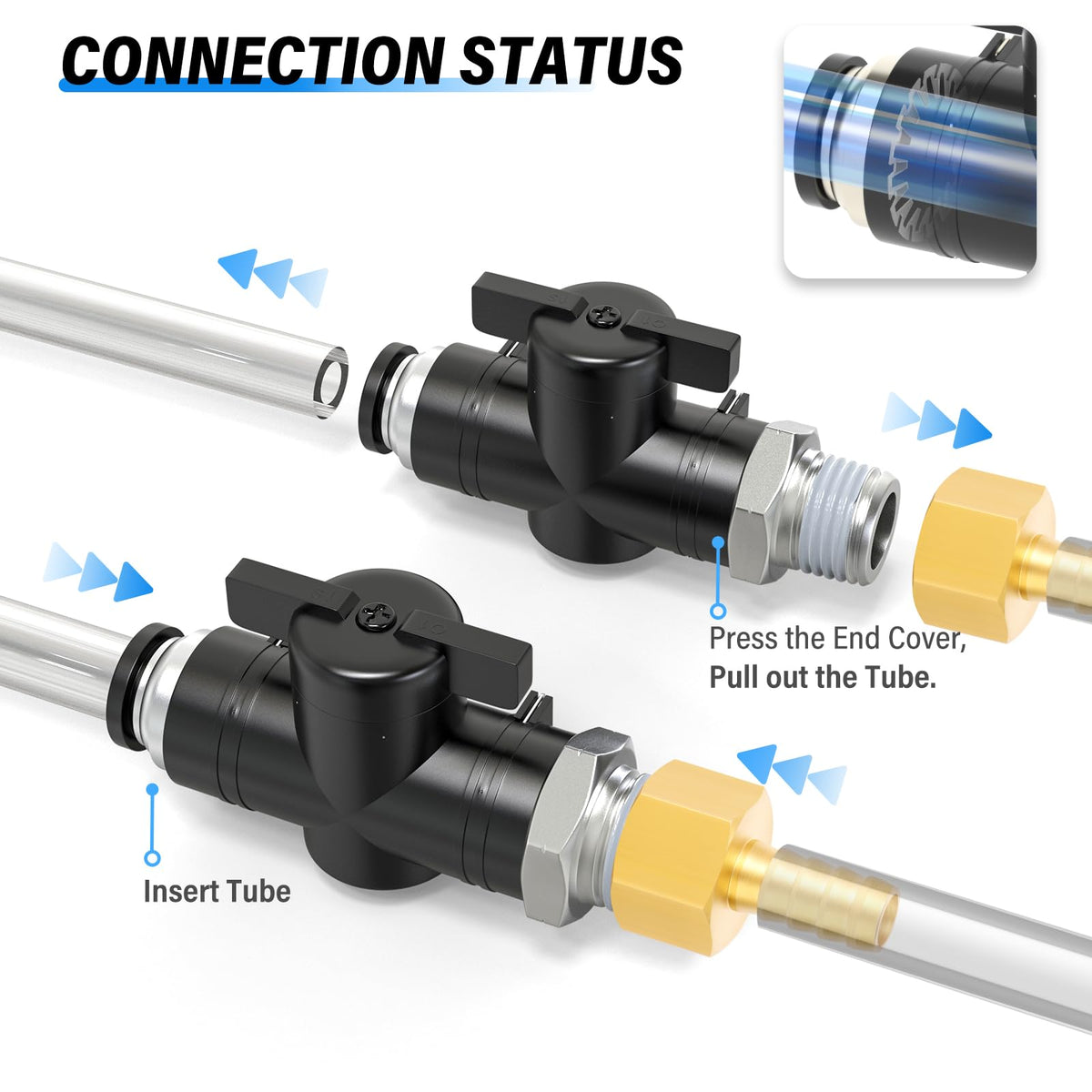 TAILONZ 3/8"ODx1/4"NPT Push-to-Connect Fitting Ball Control Valve 1Pcs