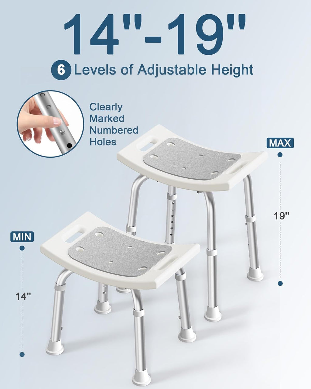 Shower Chair for Inside Shower, 400 lbs Adjustable Shower Stool with Suction Feet, Shower Seat for Inside Tub