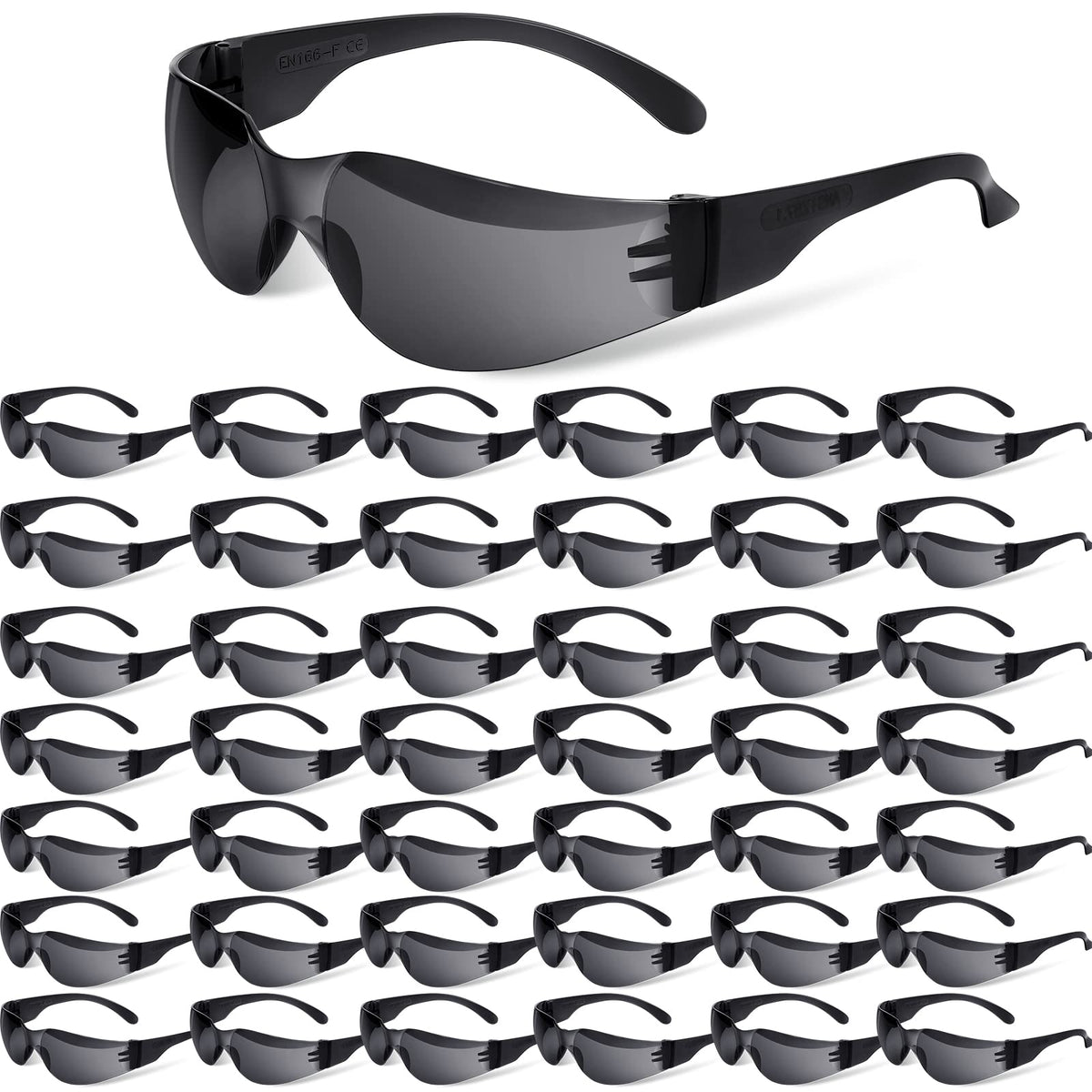 100 Pack Bulk Safety Glasses for Work Lab Building, Dark Black