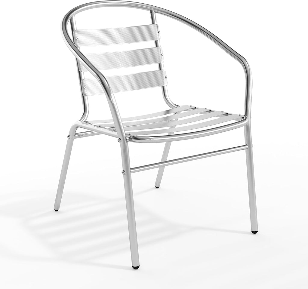 Aluminum Indoor-Outdoor Stack Chair with Triple Slat Back