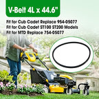 4L x 44.6" V-Belt Replacement Replace 954-05077 754-05077 Trimmer Base Wear-Resistant