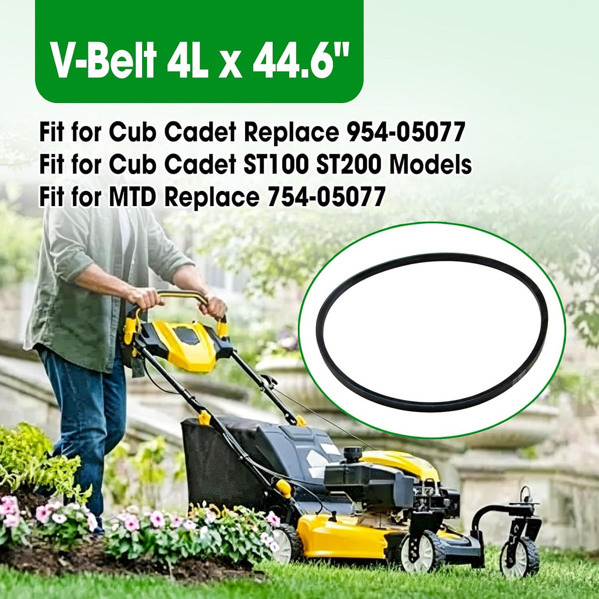 4L x 44.6" V-Belt Replacement Replace 954-05077 754-05077 Trimmer Base Wear-Resistant
