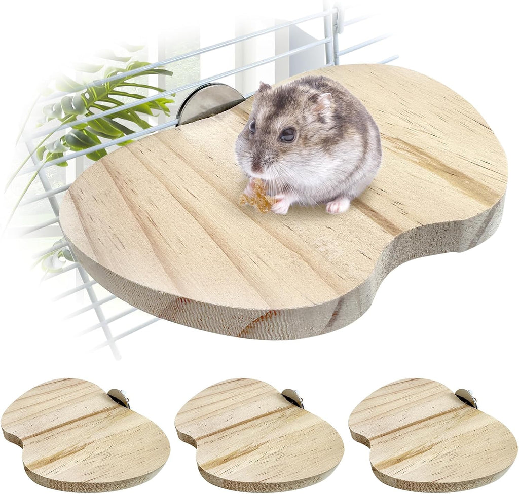 4PCS Wooden Hamster Cage Platform Set Bird Wood Platform Flat Bird Perch Hamster Rat Gerbil Mice Cage Accessories