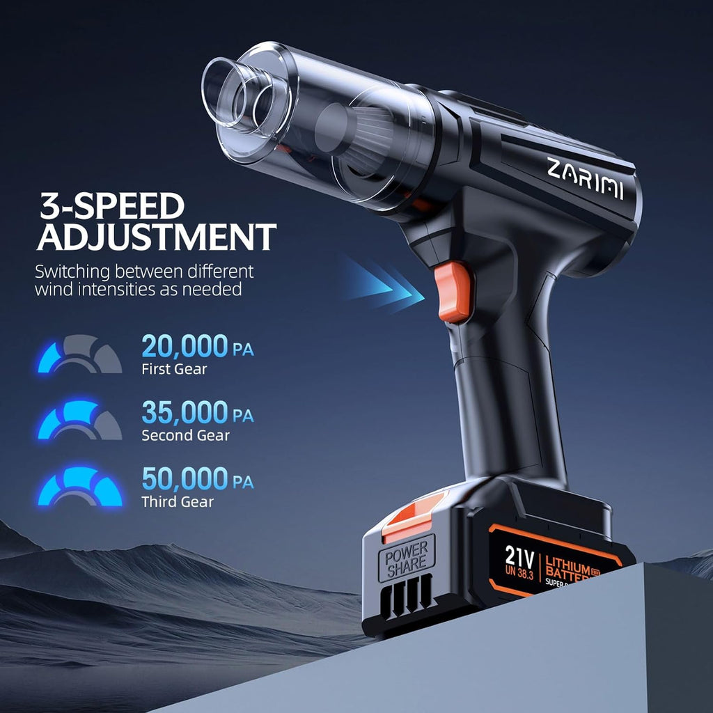 Car Vacuum Portable Cordless, 50000Pa Strong Suction Brushless Motor, Handheld Vacuum with 2 Batteries & Charger