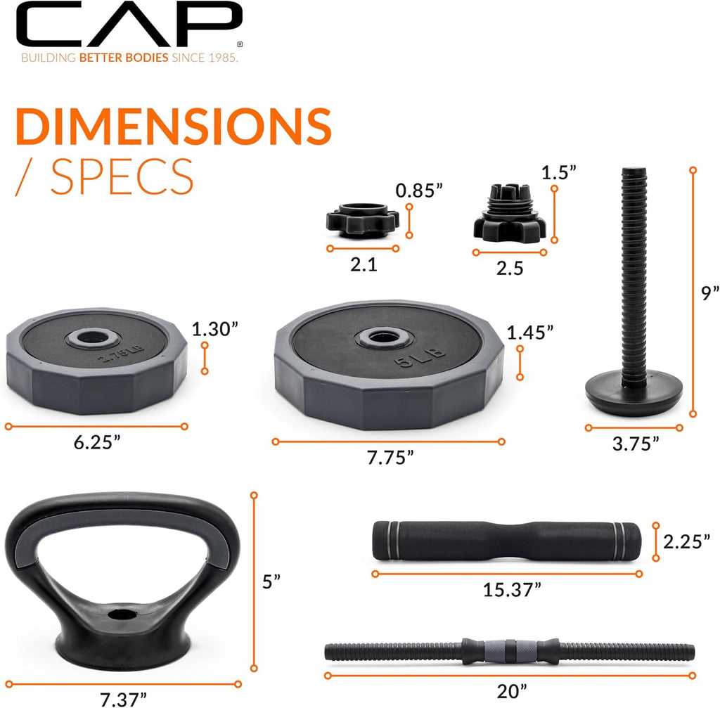 Multi-Use Adjustable Weight Set - Versatile Dumbbell, Barbell & Kettlebell for Full-Body Workouts | 45lb and 66lb