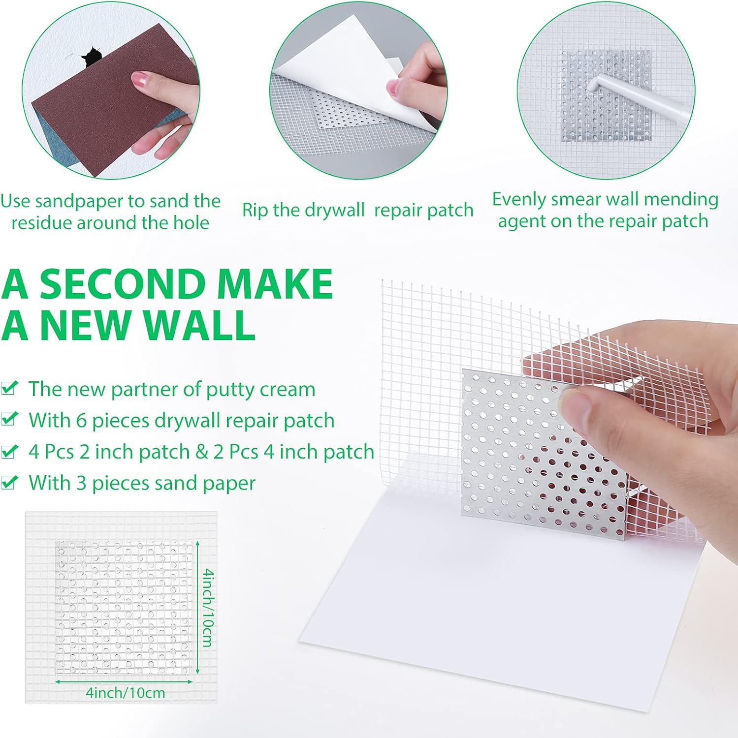 Drywall Repair Kit - Large Hole Patch, Wall Mending Agent with Scraper - Easy to Fill Holes for Home Wall, Plaster