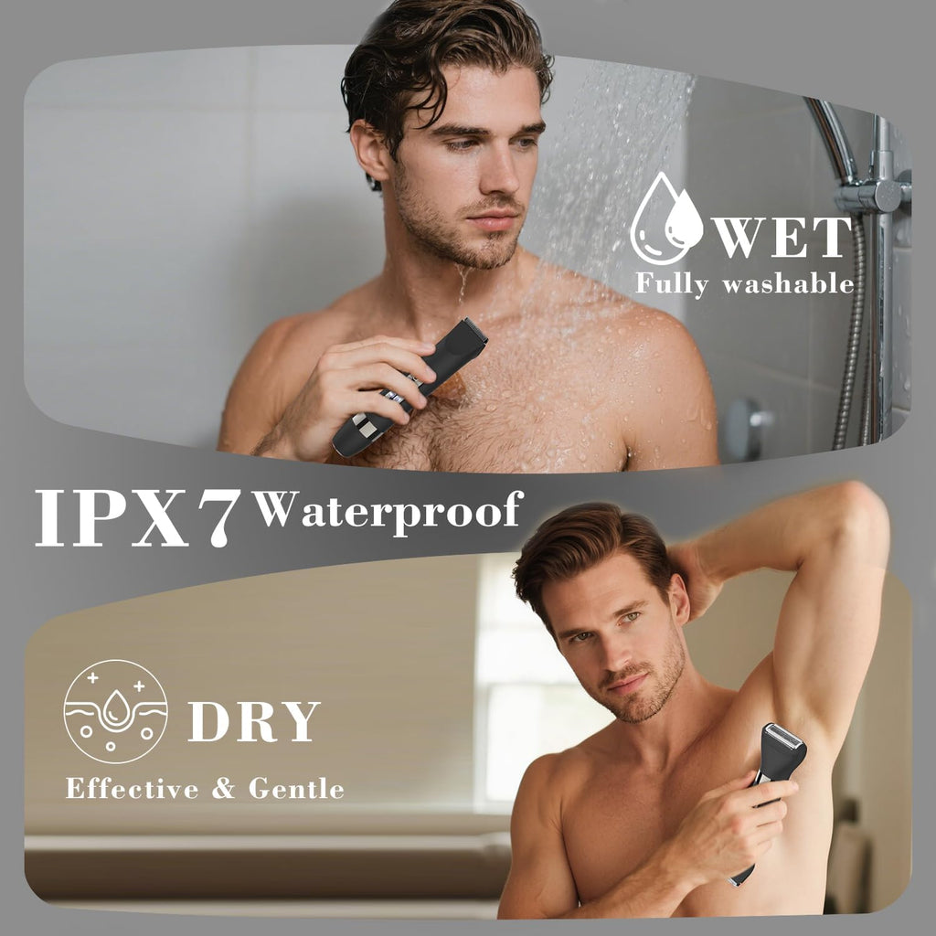 4 in 1 Multifunctional Dual - Head Body Hair Trimmer for Men, IPX7 Waterproof Groin & Body Hair Groomer, Rechargeable