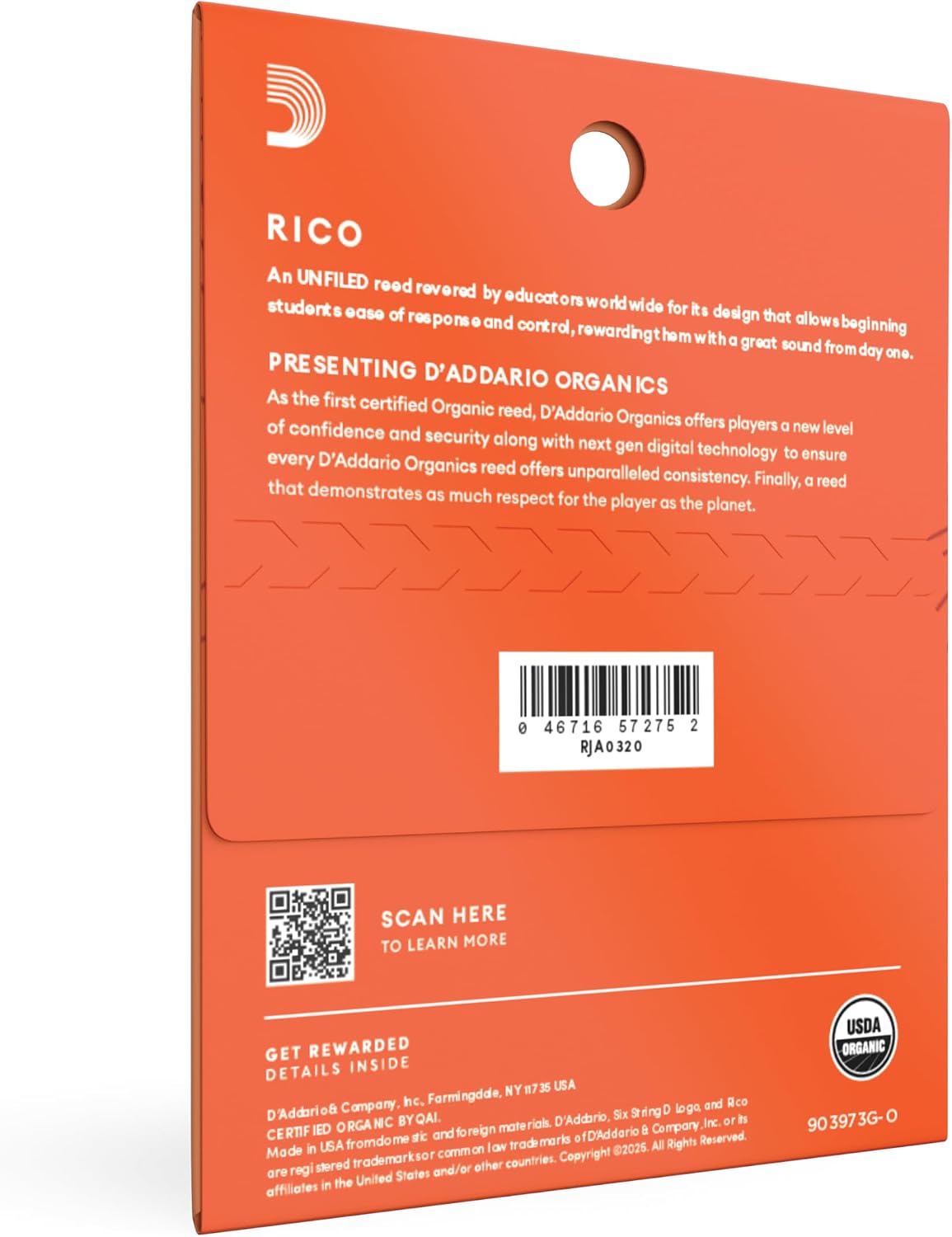 Rico Organic Alto Saxophone Reeds, Strength 2.0, 3 Pack | Rico Organic Alto Saxophone Reeds provide consistent