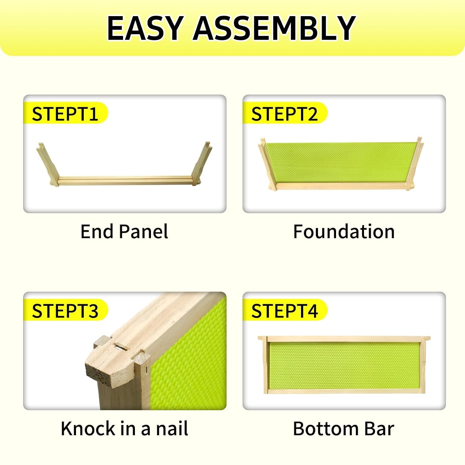 Medium Super Bee Frames with Food Grade Wax Foundations | 10 Pack, Unassembled Wood Bee Hive Frames, Beeswax Coated