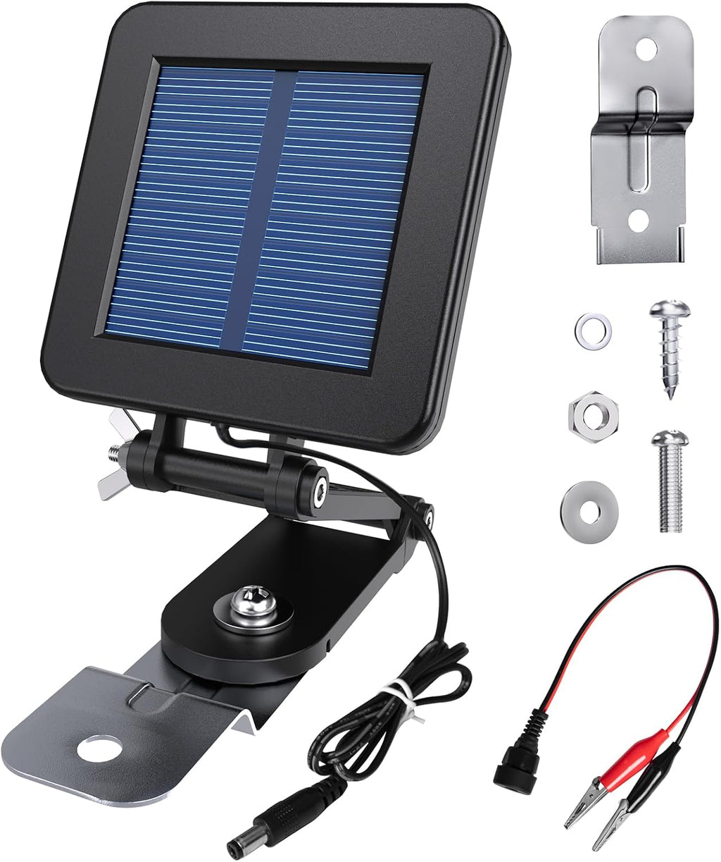 6V Solar Panel for Deer Feeder, Efficient Solar Panel Charger w/Adjustable Mounting Bracket & Alligator Clips