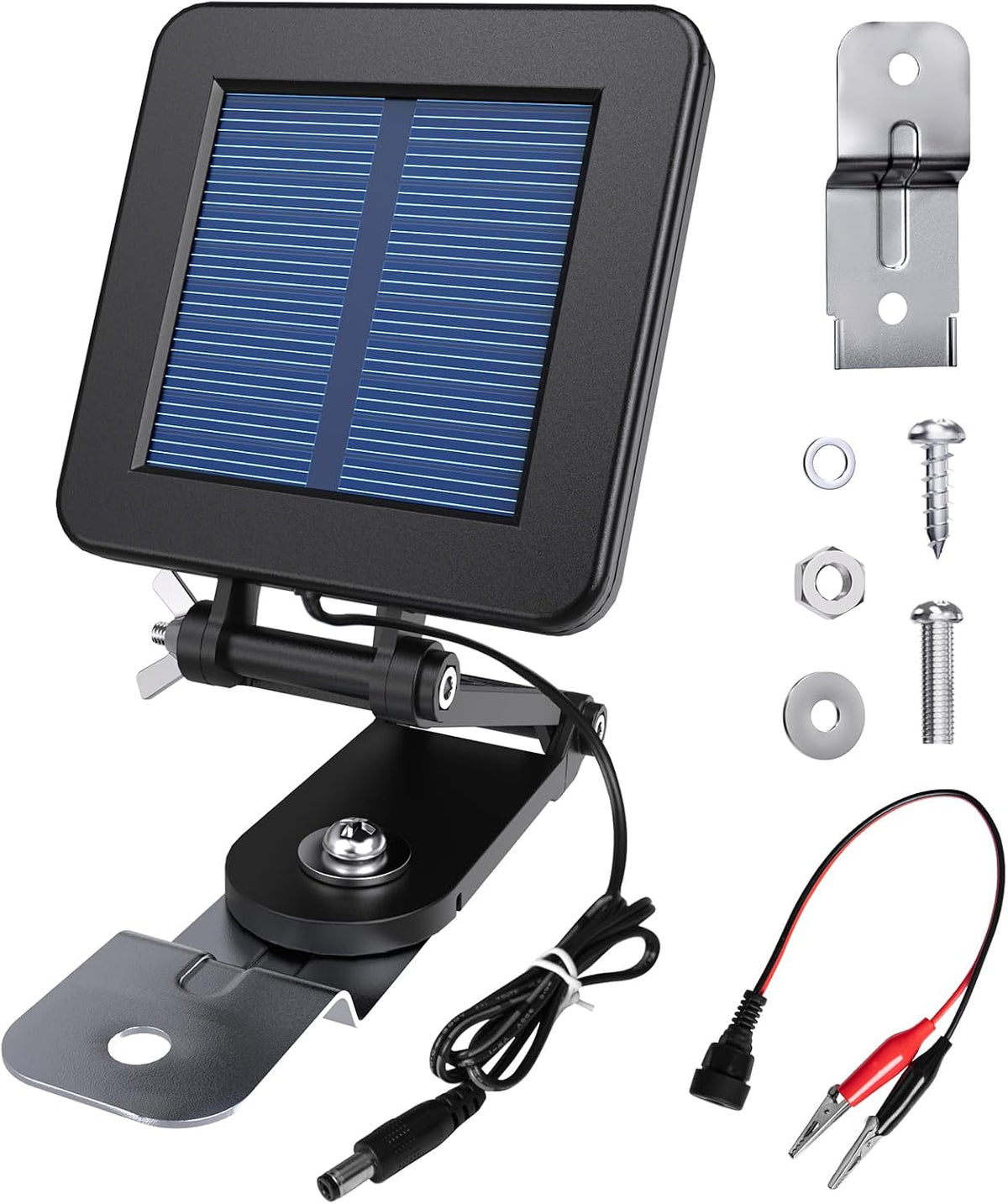 6V Solar Panel for Deer Feeder, Efficient Solar Panel Charger w/Adjustable Mounting Bracket & Alligator Clips