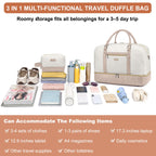 Large Weekender Bag for Women Travel: 3PCS Duffel Bag with Shoe Compartment