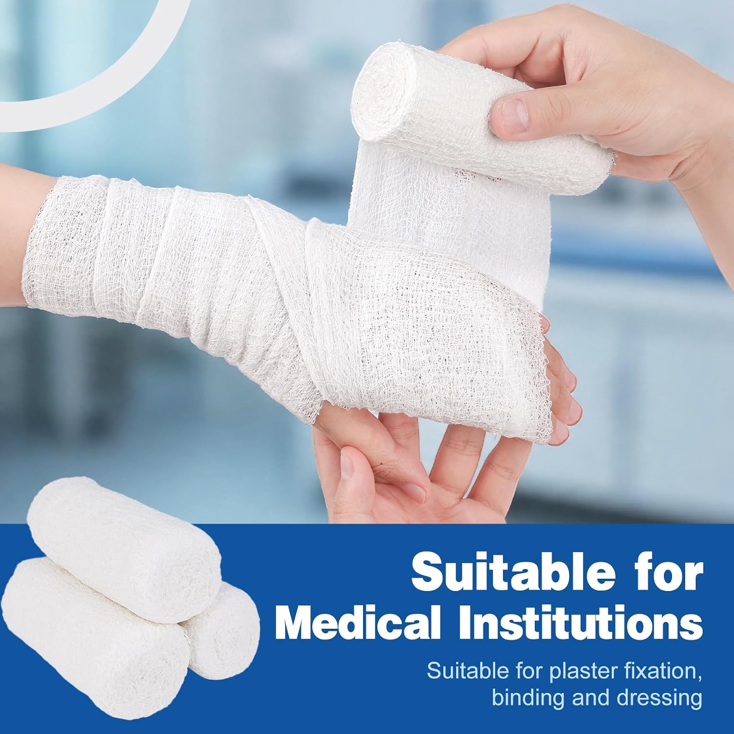 8 Pack Krinkle Gauze Rolls, 4 in x 3.2 Yards, 6-Ply 100% Cotton Bandage Wrap, Latex-Free Individually Wrapped, Highly