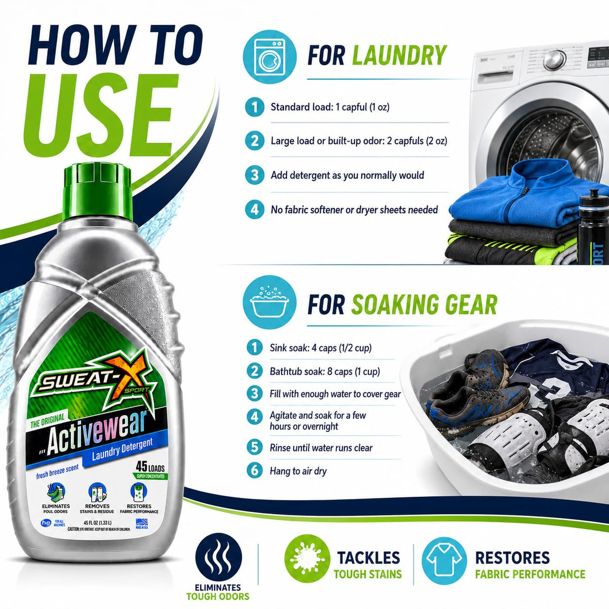 Activewear Laundry Detergent Liquid, 45 Loads