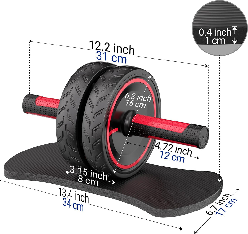 Ab Roller Wheel, Heavy Duty Workout Equipment for Home Gym, Professional Metal Handle with Rubber Surface Abdominal