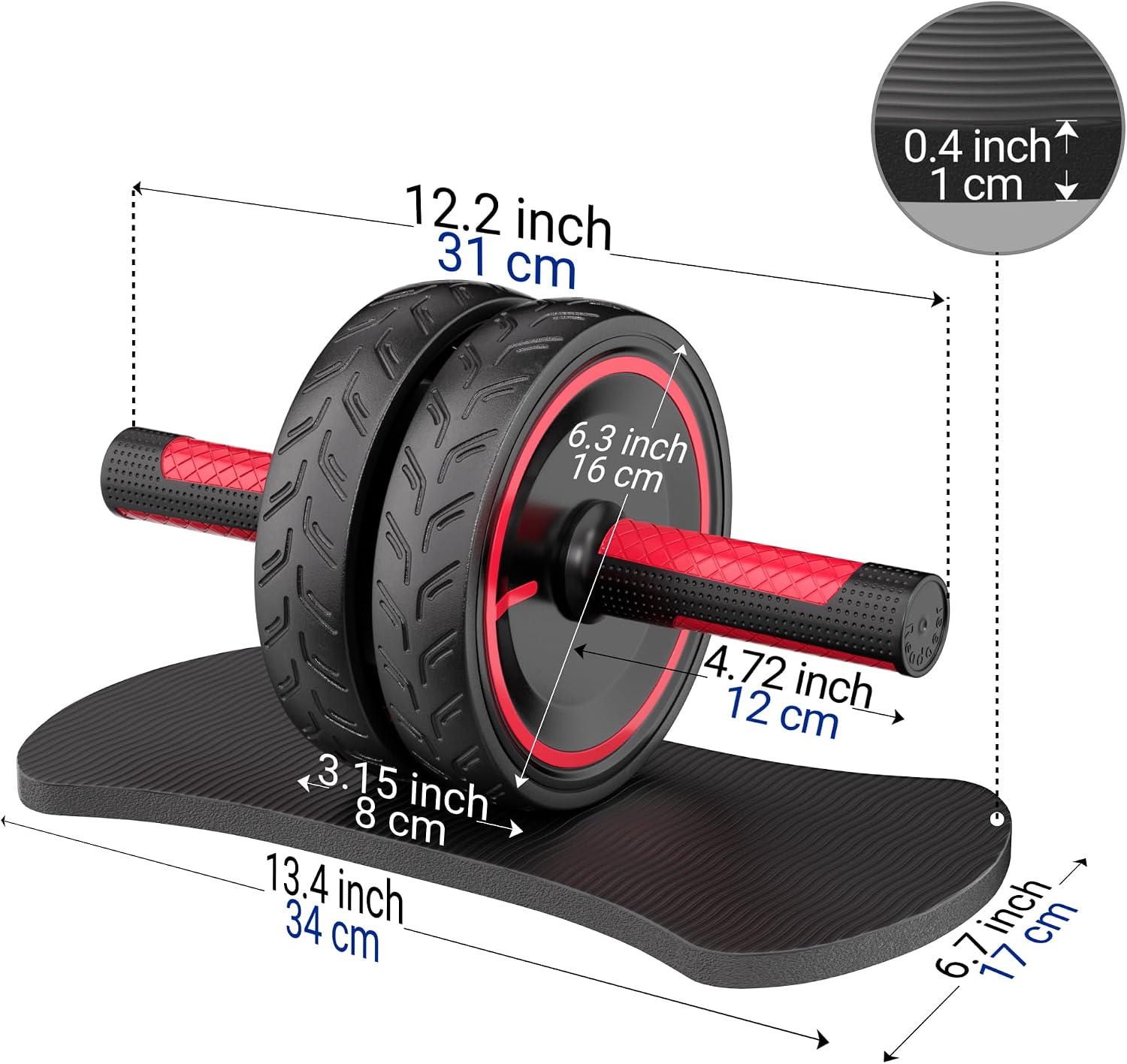 Ab Roller Wheel, Heavy Duty Workout Equipment for Home Gym, Professional Metal Handle with Rubber Surface Abdominal