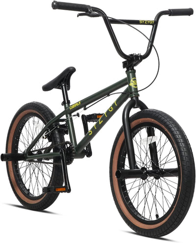 20 Inch BMX Bike Freestyle Bicycles for 6 7 8 9 10 11 12 13 14 Years Old Boys and Beginner Riders,Army Green with