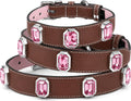 Vegan Leather Dog Collar with Emerald Cut Crystals, Caramel