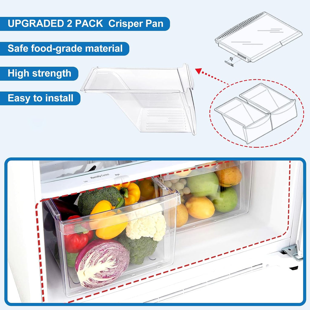 2 PACK Upgrade 240337103 Refrigerator Crisper Drawer Replacement