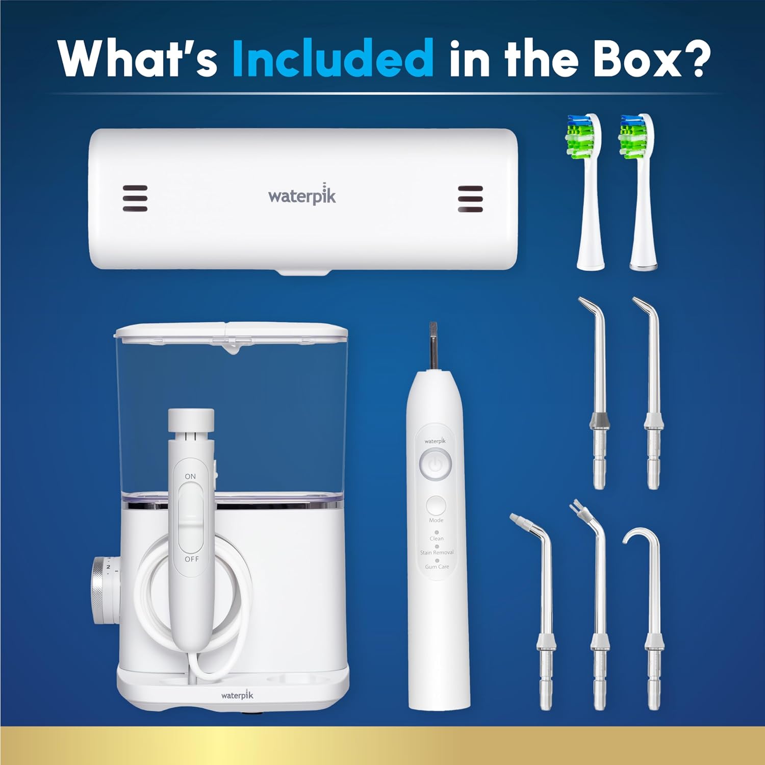 Sensonic Complete Care Water Flosser and Rechargeable Electric Toothbrush Combo Set for Teeth Cleaning and Flossing