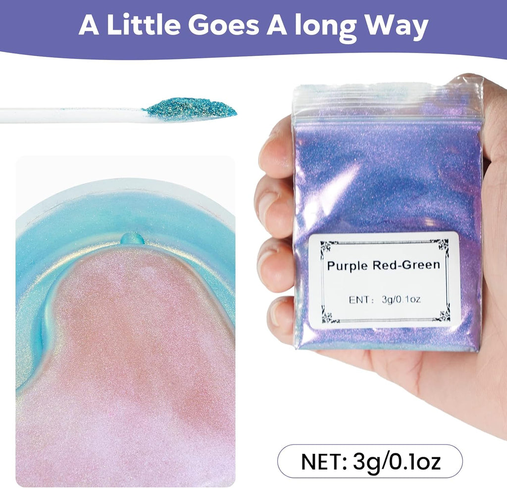 Chameleon Mica Powder 4 Colors, Color Shift Pigment for Resin | Holographic Chrome Shimmer for Epoxy Tumblers, Nail