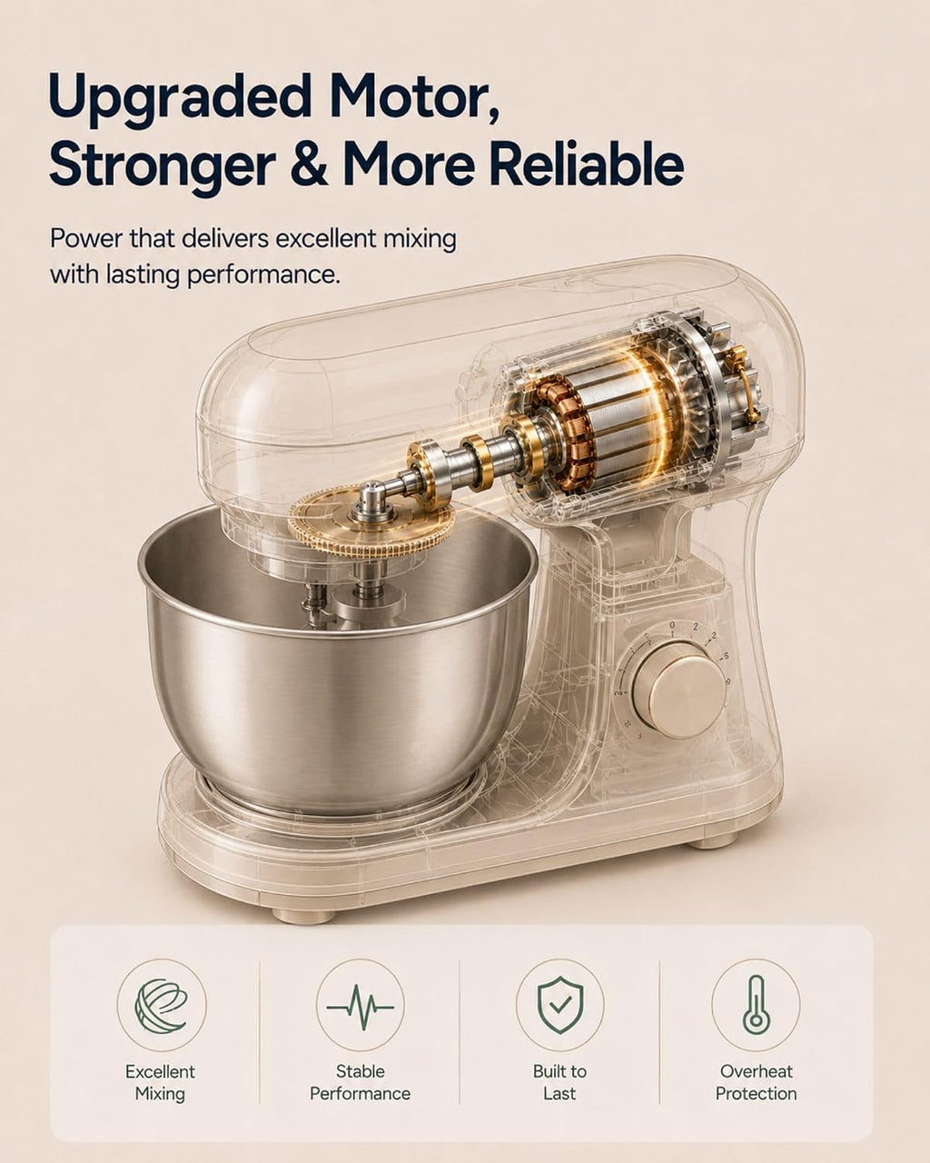 Stand Mixer, 3.5 QT Kitchen Electric Mixer for Baking