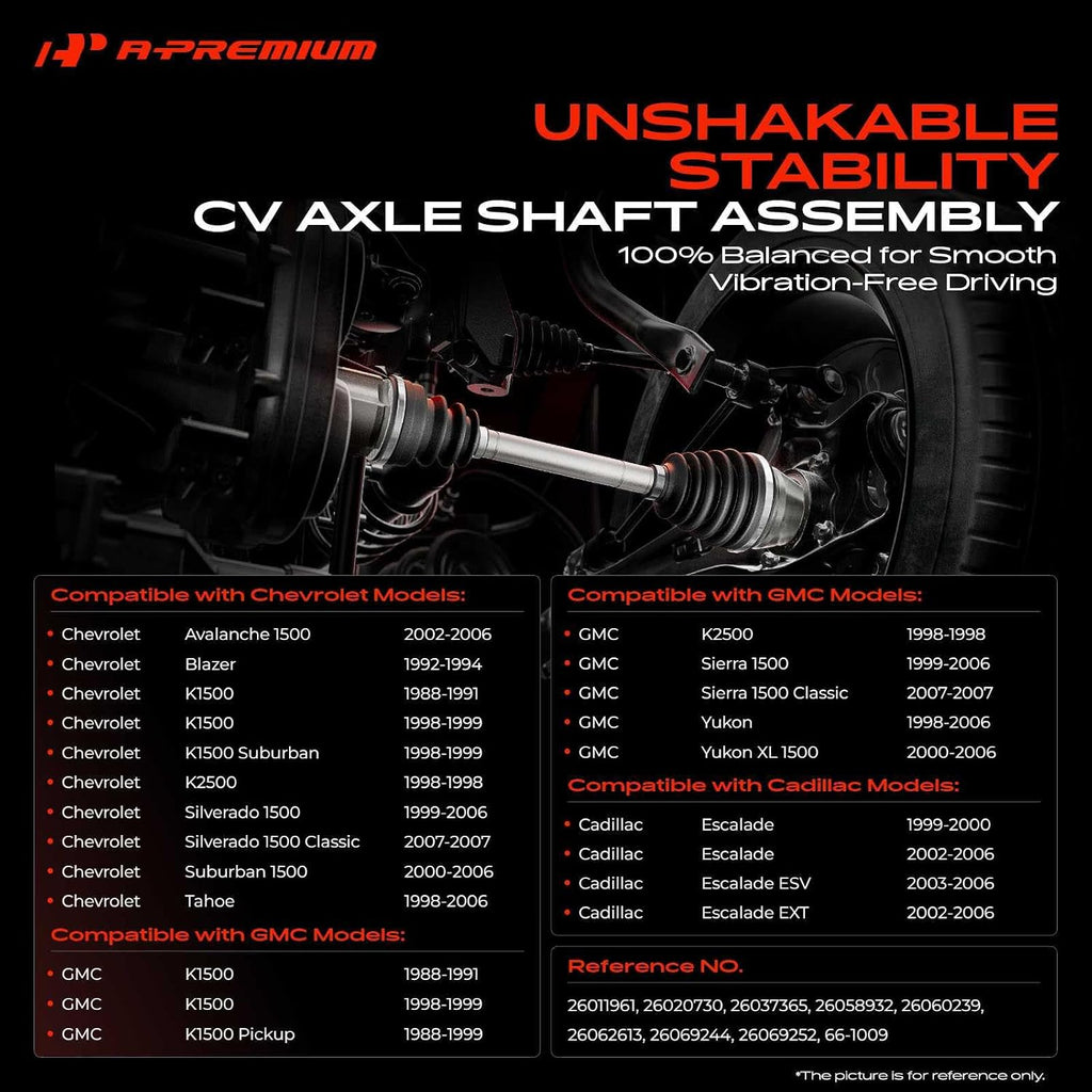A-Premium Set of 2 Front CV Axle Shaft Assembly
