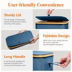65L Slim Laundry Hamper with Lid and Removable Bag, Dark Blue