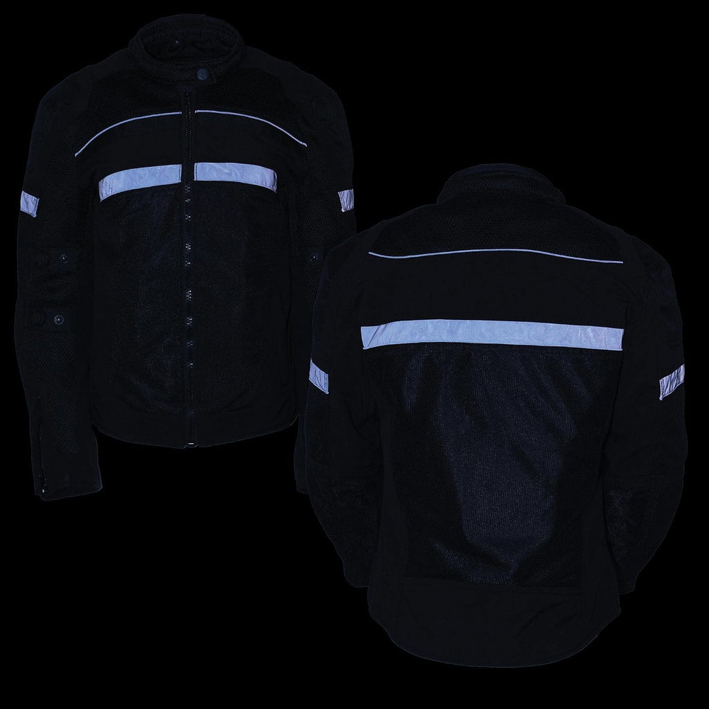 MPL2775 Black Armored Textile Motorcycle Jacket for Women - All Season Jacket w/Removable Liner
