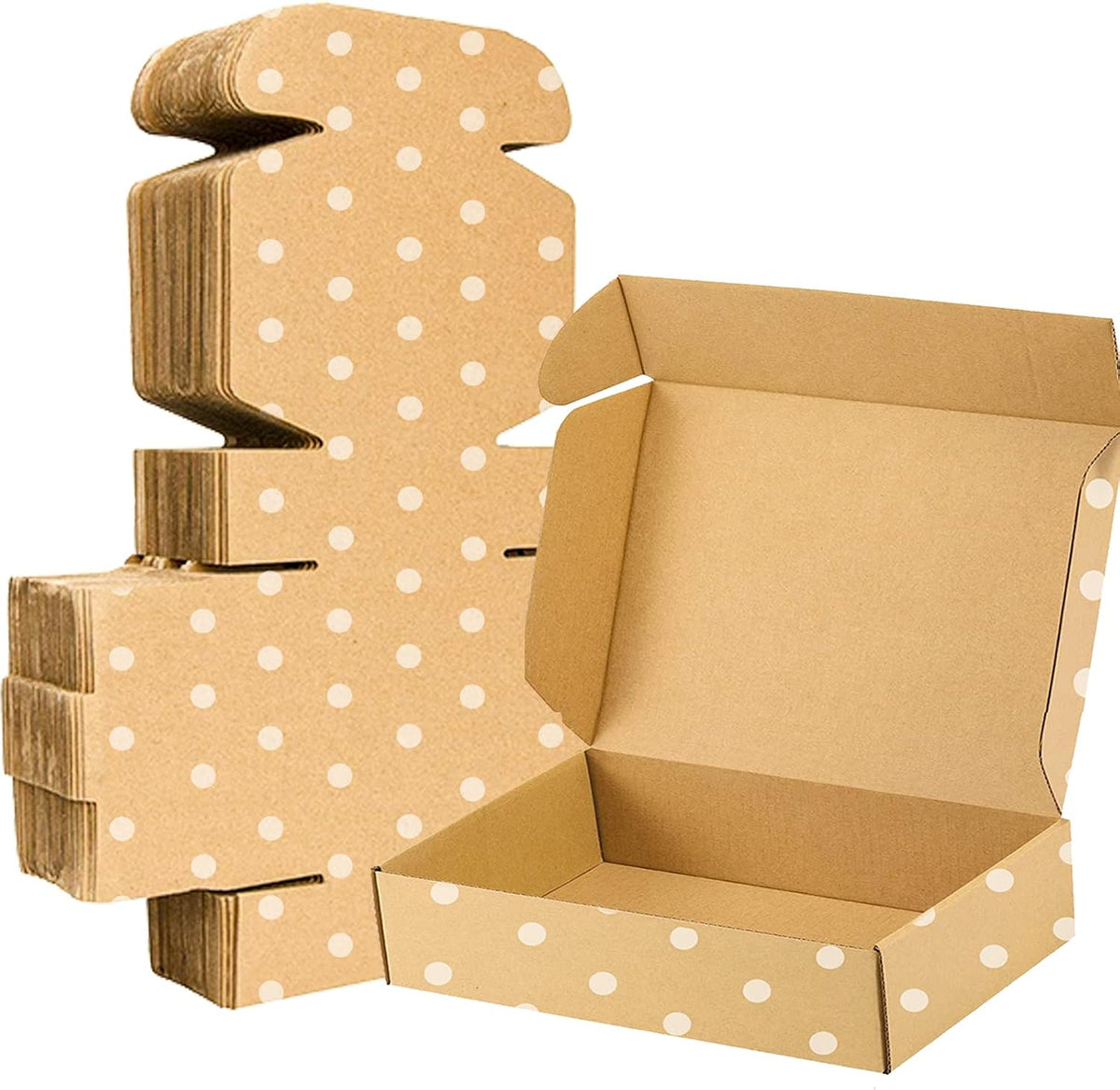 11x8x2 Jewelry Mailer Boxes – Brown Polka Dot Shipping Boxes 25 Pack